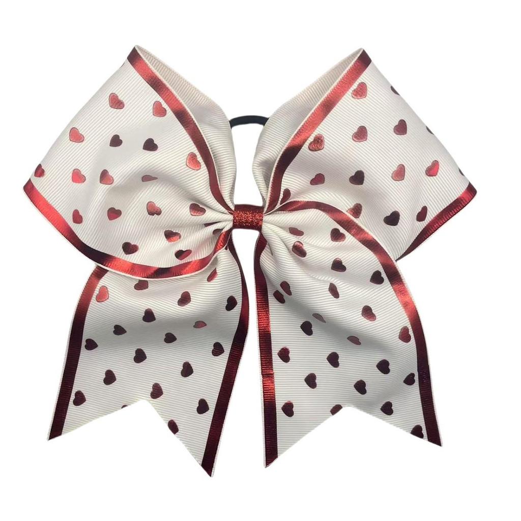 Valentine's Day Heart Bow Cheerleader Elastic Hair Tie for Kids