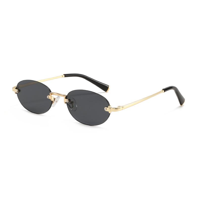 Frameless oval sunglasses for women, new small frame imperial sister style metal glasses, hot-selling fashion sunglasses