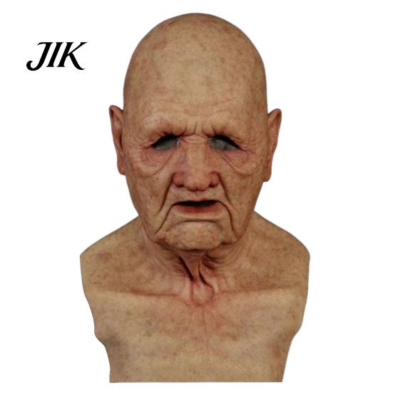 Unique Halloween Cosplay Prop Old Man Masque for Adults Realistic Latex Elderly Human Full Head Horror Game Cover with Lifelike Wrinkle Masquerade