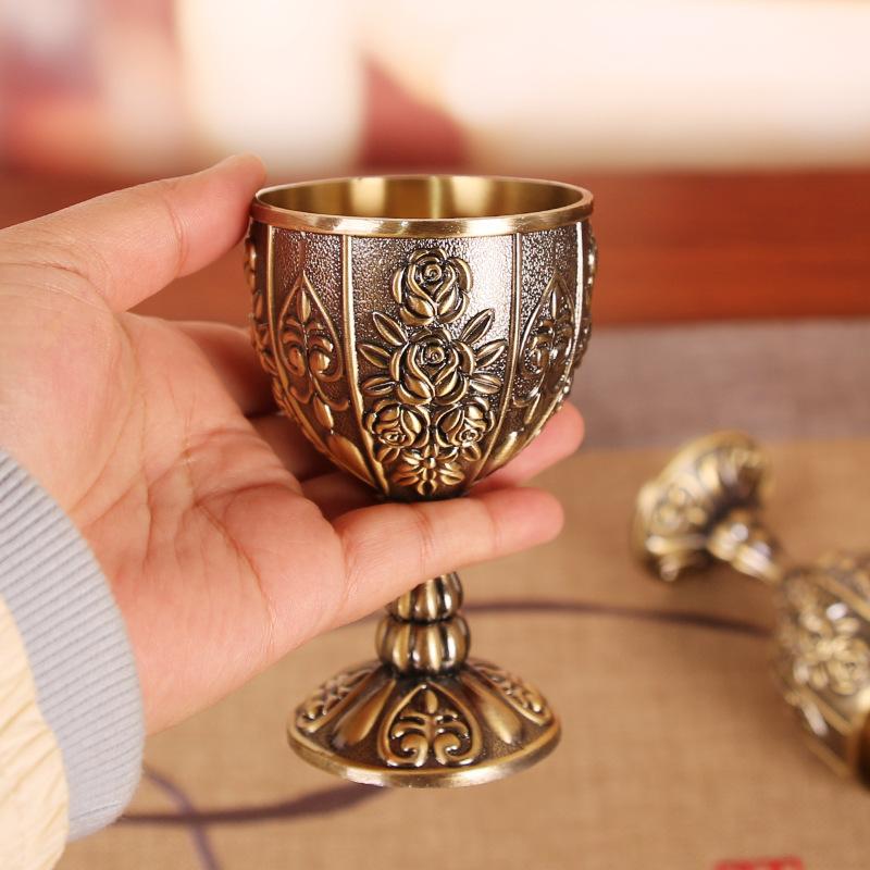 Weinglas Baijiu-Tasse Kürbistasse Große Baijiu-Metalltasse Europäisch-Amerikanische Relief-Metalltasse Reise-Handwerkskunst