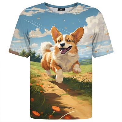 Harajuku Style Street Herren Tägliche Cartoon T-Shirts Lustige Anime Hunde 3D Gedruckter Corgi Lässig