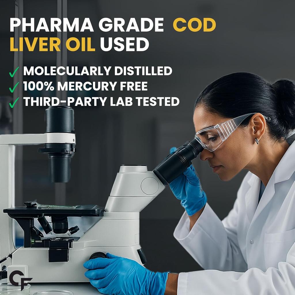 Carbamide Forte Lebertran Omega-3-Fischöl 300 mg (120 Weichkapseln ) mit Vitamin D3 und Zitronengeschmack