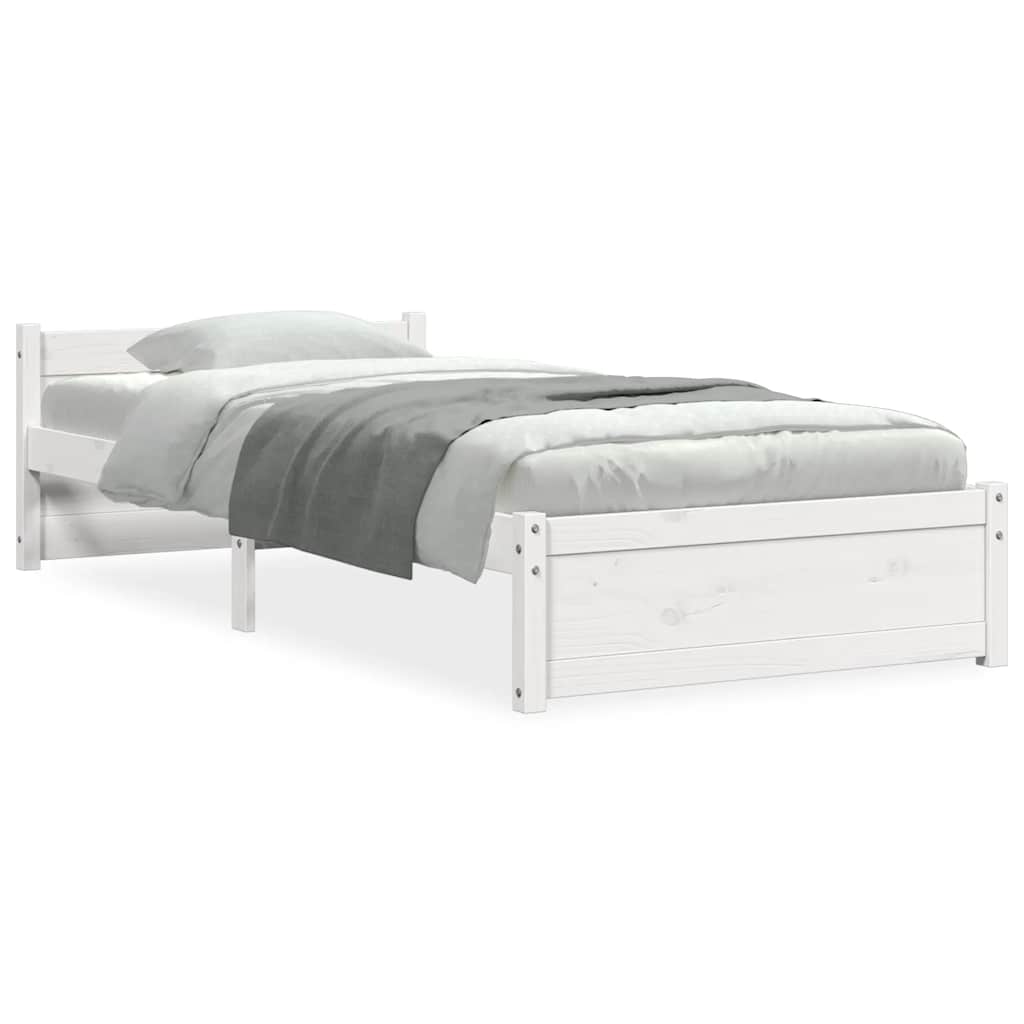 Solid Wood Bed White 90 X 200 Cm