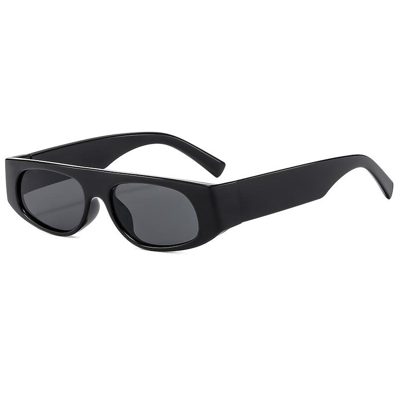 Trendy Long Rectangle Sunglasses With Uv400 For Cycling And Casual Outings BlackFrameGrayLens