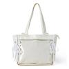 Across Ita Bag, Cute Lace-Up Shoulder Tote, Transparent Vinyl Bag for Women, A4 Size, Ribbon (White)