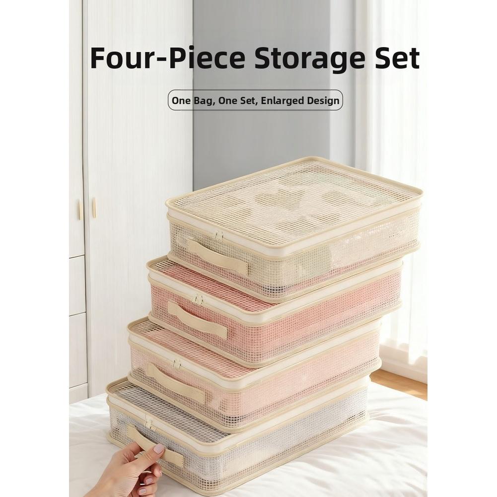 Underbed Storage Bag with Transparent Mesh for Bedding Sets Featuring Front Handles and Spacious Design for Organized Storage