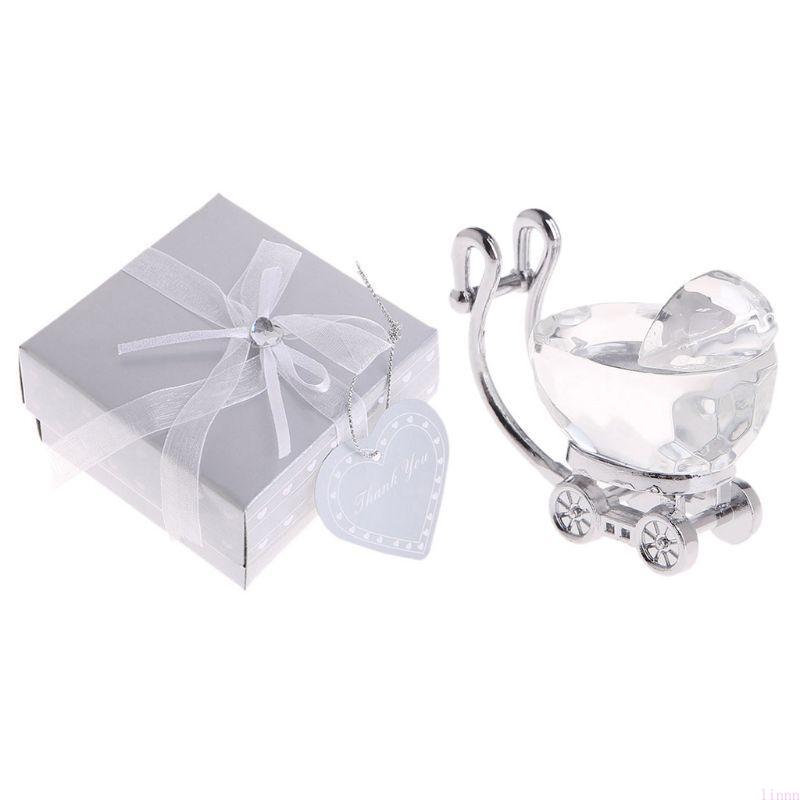 Crystal Baby Carriage Christening Favor Kids Birthday Gifts Baby Shower серебряный
