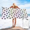 Animal Paw Prints Cats Dogs Rainbow Colors Beach Towel Soft Microfiber Quick Dry Absorbent Quick Towels For Bath