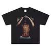 50 Cent Curtis Jackson T-Shirt Klassischer Rap Grafikdruck Reine Baumwolle Rundhals Lässige Streetwear Tops für Alle Jahreszeiten