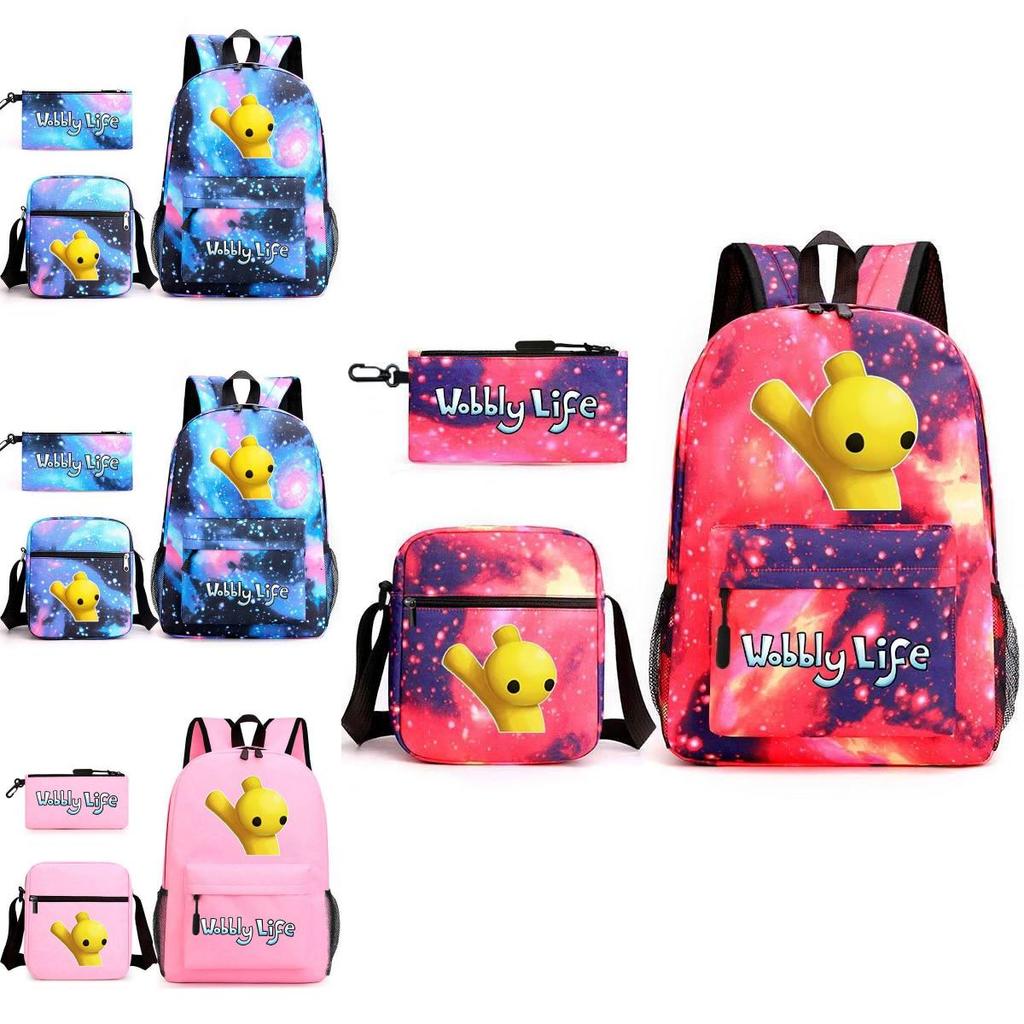 Wobbly Life Character Print School Backpack Trio With Air Cushion Straps For Boys And Girls