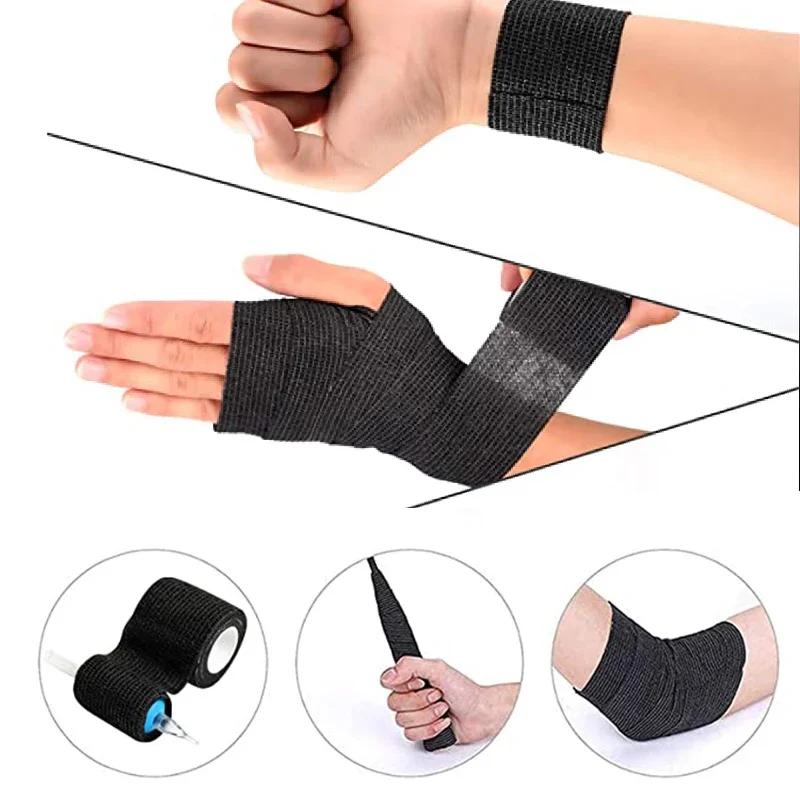 5/10/20 Black Tattoo Grip Bandage Cover Wraps Tapes Nonwoven Waterproof Self Adhesive Finger Protection Tattoo Accessories