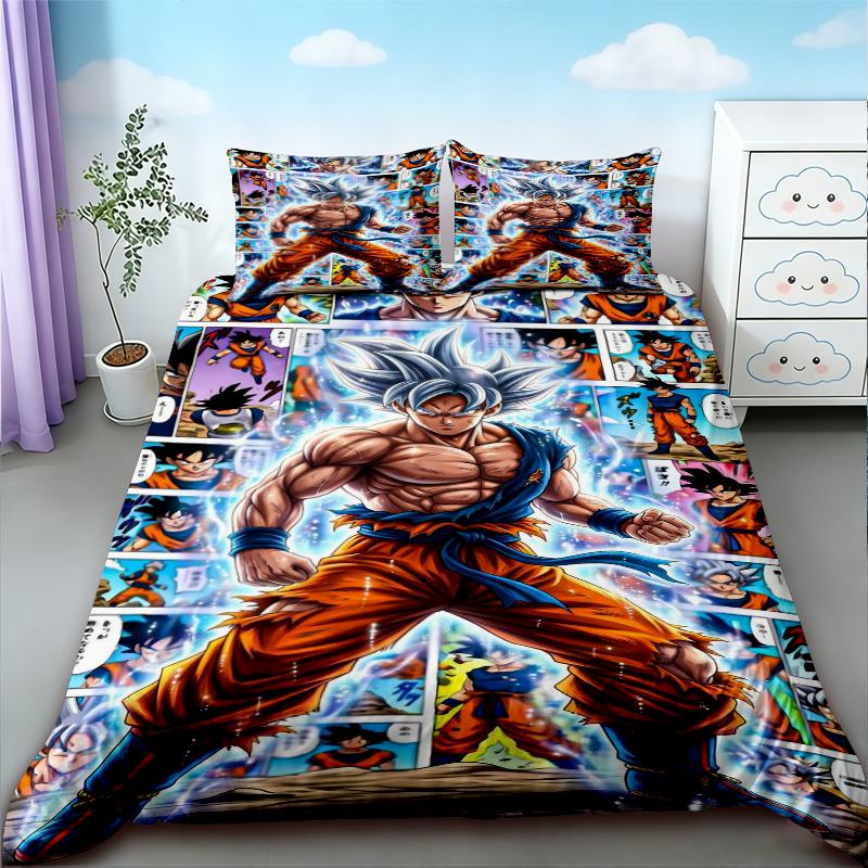 Duvet Cover Anime Dragon Ball Bedding Set Goku Quilt Cover Pillowcase Double Queen King Size Kids Bedroom Home Textile