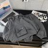 Spring Autumn Children's Grey Hooded Charge Coat Pants Two Piece Set