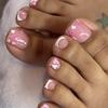 Simple French Foot Fake Nails, Sweet Love Foot Nail Pieces, Hot-selling Toenails In Europe and America, Wearing Nails