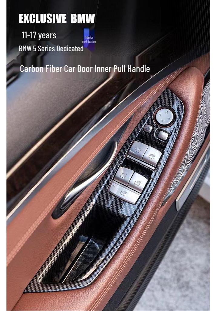 BMW 5 Series Interior Door Pull Handle Protective Cover Trim Sticker for 520/525/528/530 Models.