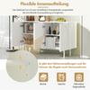 Modern Minimalist Pure White Sideboard with 4 Doors in Arched Pattern for Dining Room And Living Room (White)