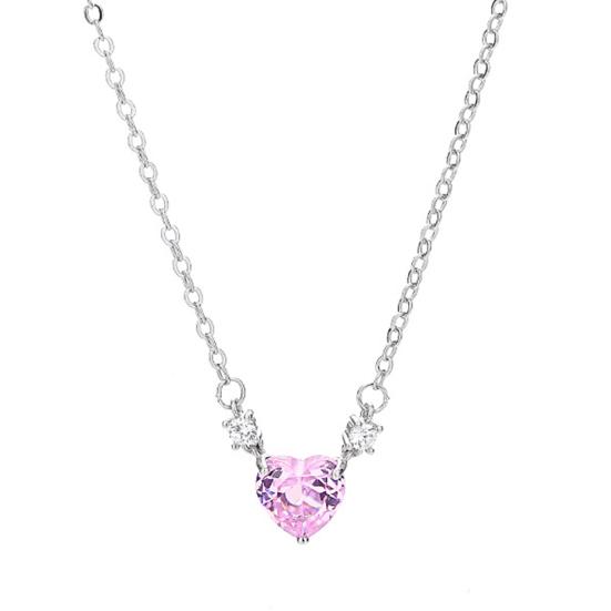 Women Necklace Elegant Temperament Hypoallergenic Gift Fashion Jewelry Shiny Faux Crystal Heart Pendant Ladies Clavicle Necklace for Dating