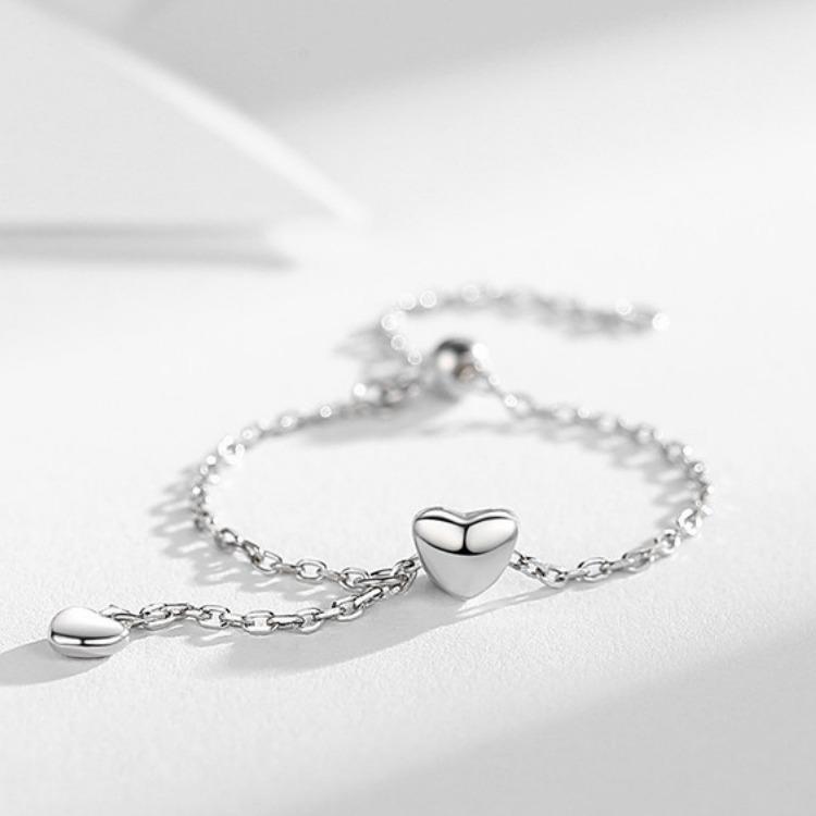 Inel de Damă Reglabil în Formă de Inimă, Placat cu Argint 925 - Accesoriu la Modă pentru Deget, Articulație sau Degetul Mic