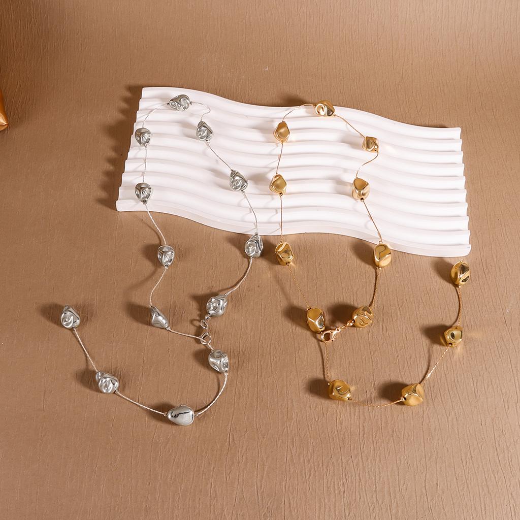 French Retro Geometric Imitation Pearl Long Sweater Chain Niche Temperament Irregular Necklace