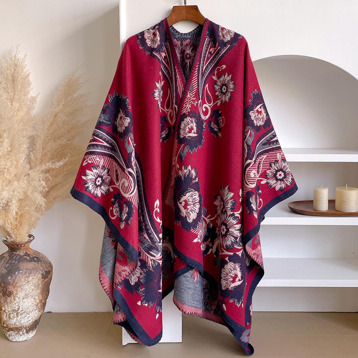 

Брендовый Модный Женский Зимний Кашемировый Шаль - Яркий Цветочный Принт Масляной Живописи Пашмина Толстый Платок, Пончо и Эшарп