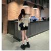 Cowhide new round head thick heel locomotive short boots heightened thick sole lace-up side zipper Martin boots women