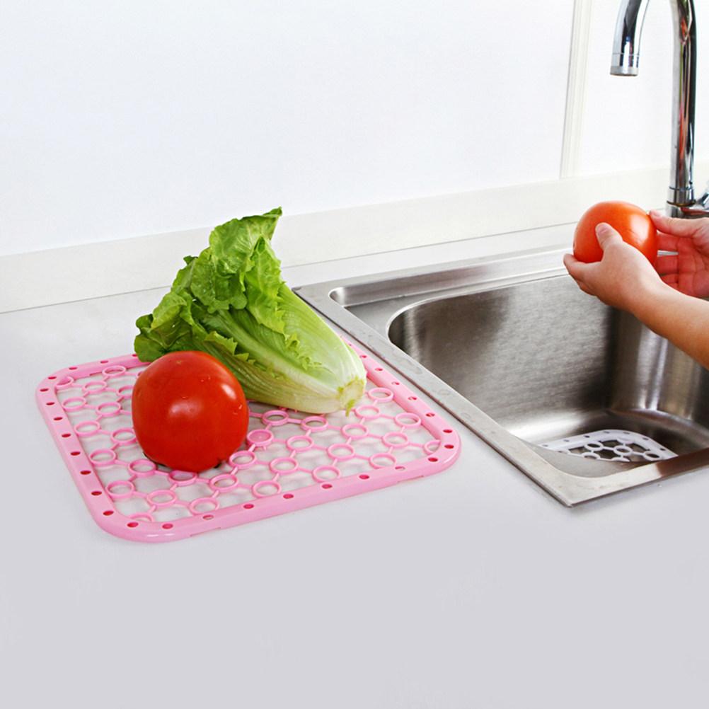 2 Pezzi Tappetino Filtro per Detriti Lavello Cucina Quadrato Design a Griglia di Scarico Asciugatura Rapida Scolapiatti Isolante Sottobicchiere Tavola Lavaggio