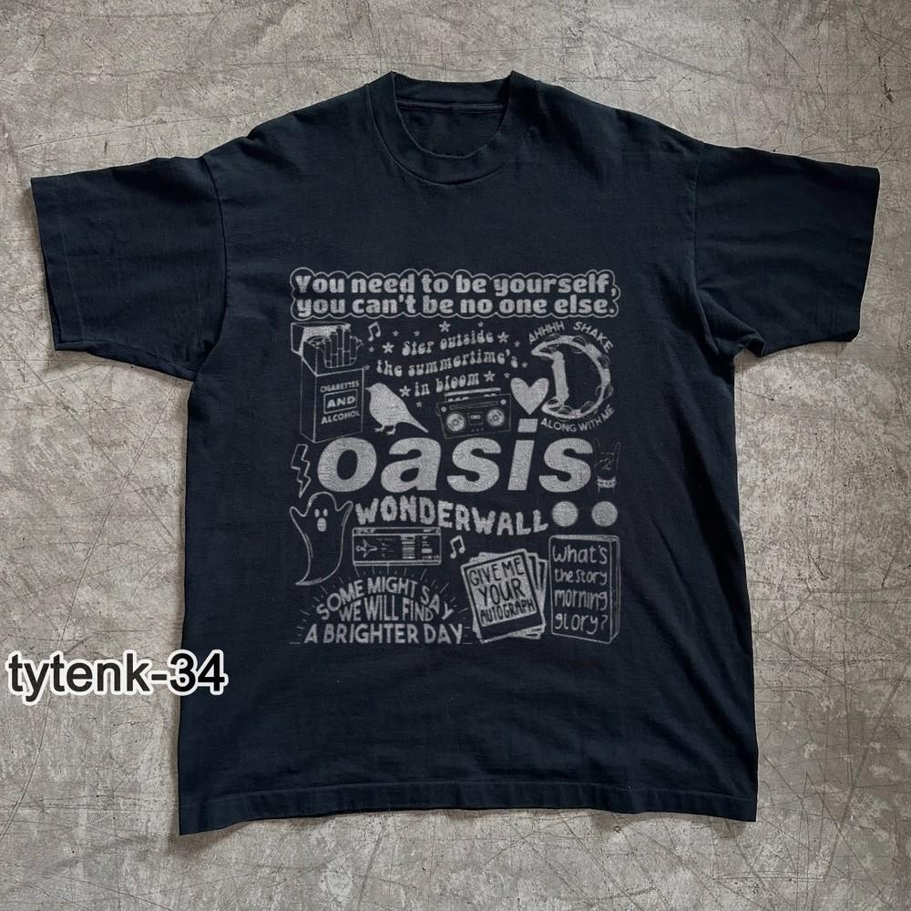 Редкая футболка Oasis Wonderwall, Унисекс черная хлопковая футболка, Размер S-5XL Унисекс футболка L
