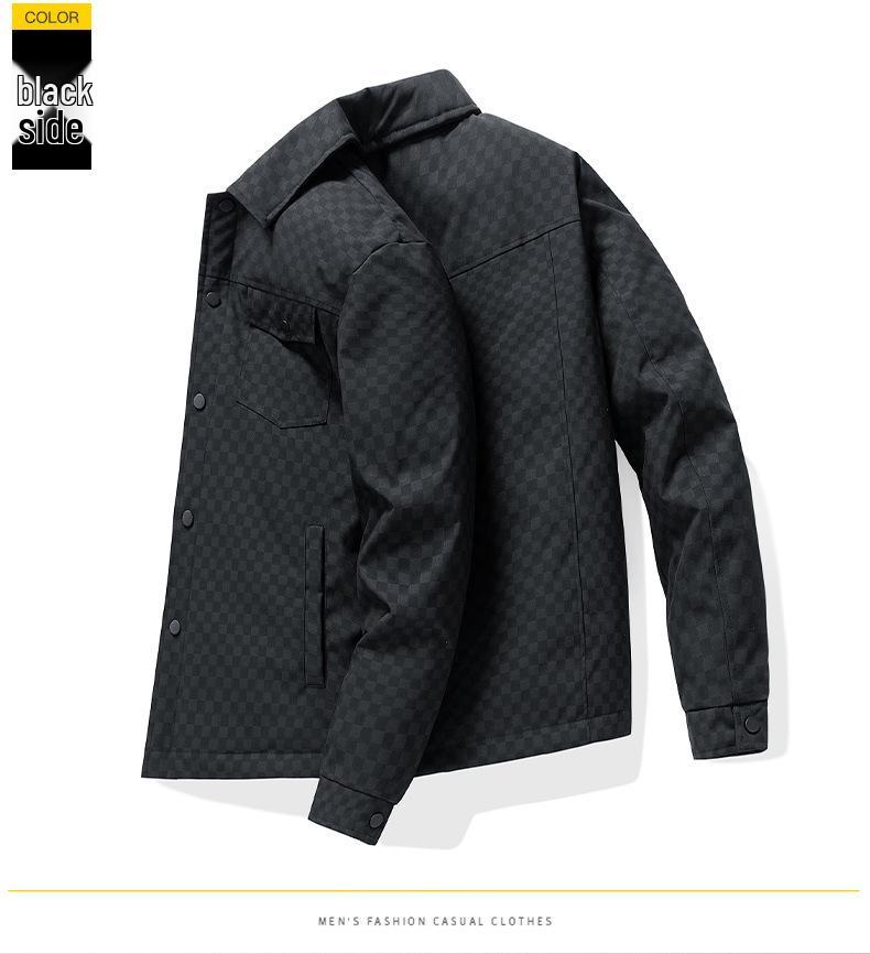 Herren Schwarze Lässige Revers Daunenjacke - Winter Kältebeständig, Warm, Lockere Passform