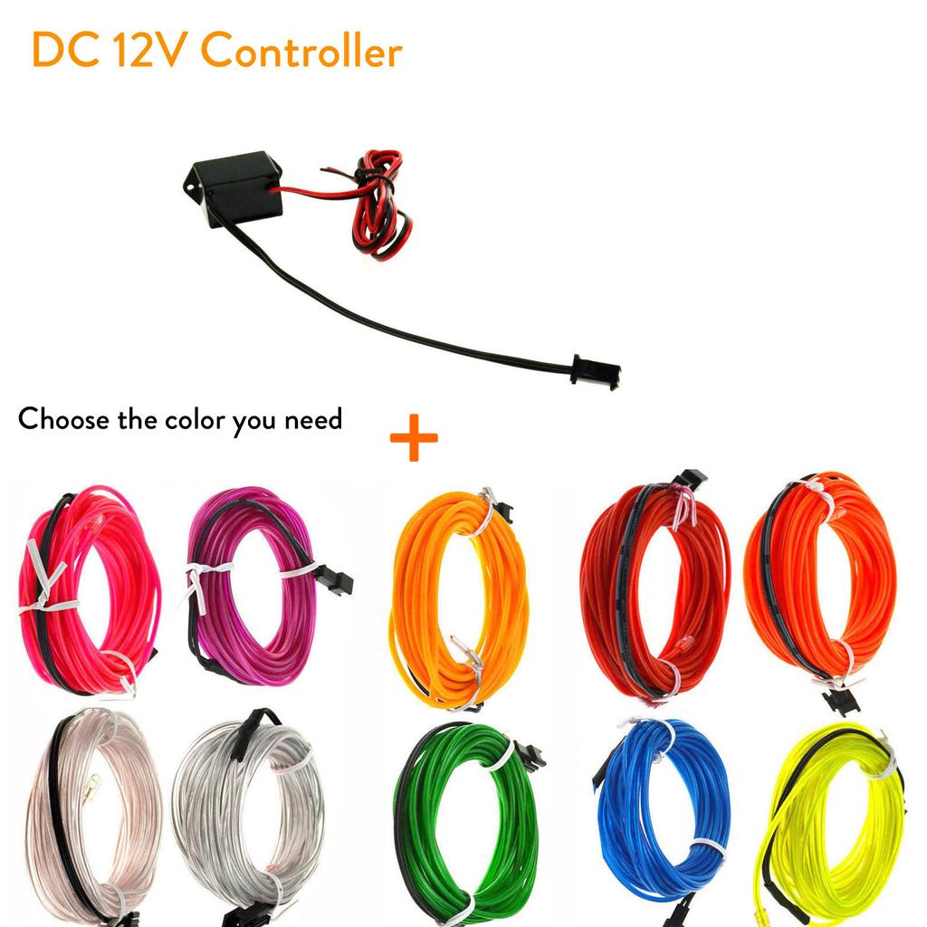 Flexible Neon Glow Car Light EL Wire LED Waterproof Rope DIY Car, Party, Room, Clothing Decoration, 1m, 2m, 3M, 4M, 5m