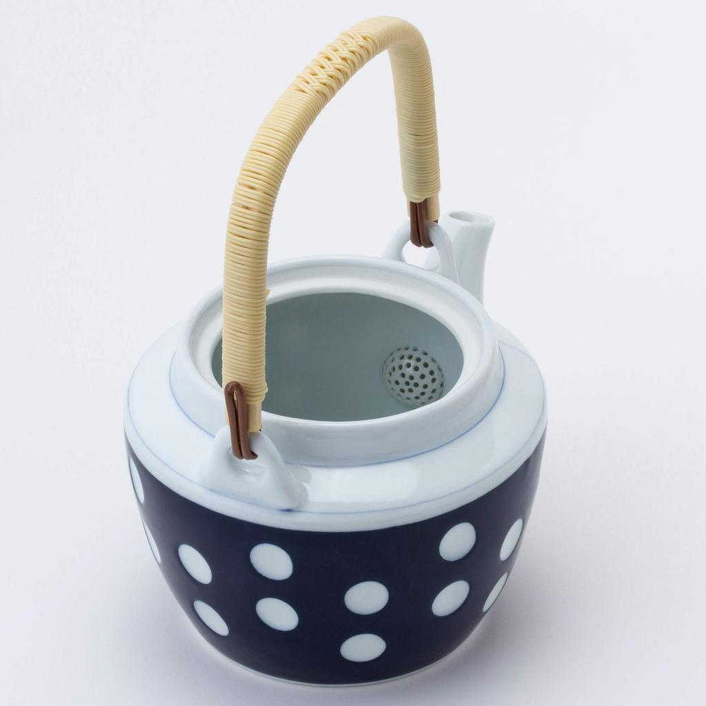 Nishikai Pottery Arita Ware Teapot with Polka Dot Pattern, Size 6, 23186