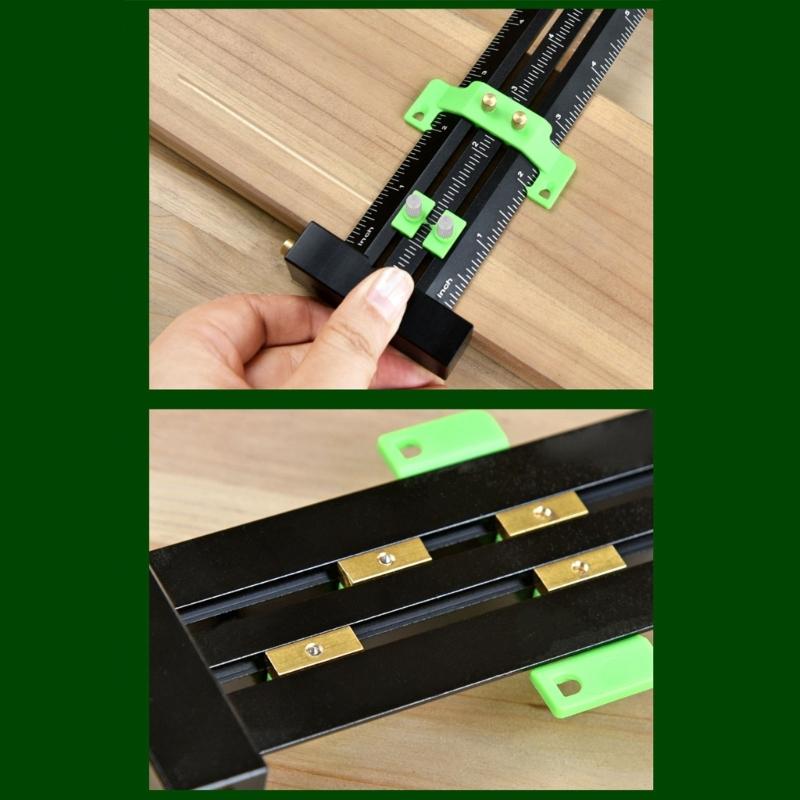 Metric/Inch Aluminum Limit Ruler Double Line Marking Ruler Multifunction Scribing Marking Ruler Measurement Tool