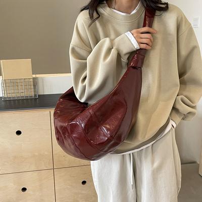 Borse a Spalla Mezza Luna da Donna Invernali Nuove Borsa a Tracolla Morbida Pelle PU Grande Capacità Shopper Tote Borsa Hobo Femminile
