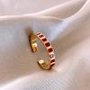 Vintage Red Alloy Rings for Women Gold Color Adjustable Ring Female Aesthetic Luxury Wedding Jewelry Gift
