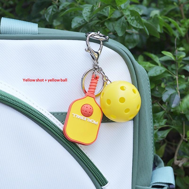 מחזיק מפתחות מתכת מחבט פיקלבול יצירתי מחזיקי מפתחות כדור גולף חלול צבעוני מעריצי כדור דינק מתנה למסיבה תליון לשקית מתנה