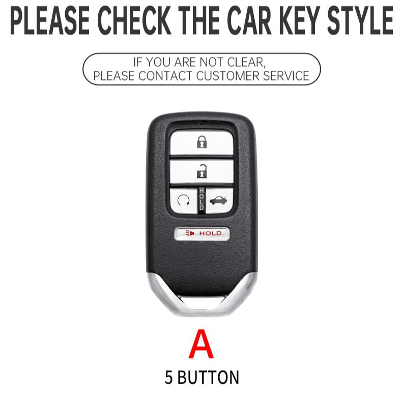 5Botton Metal Car Key Cover Fob Case Shell For Honda Civic Crv Hrv Accord Pilot Fit Freed Vezel Odyssey