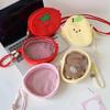Transparent Cartoon Fruit Doll Pouch Bag for Girls Cute School Coin Purse with Plush Pendant for Gifts