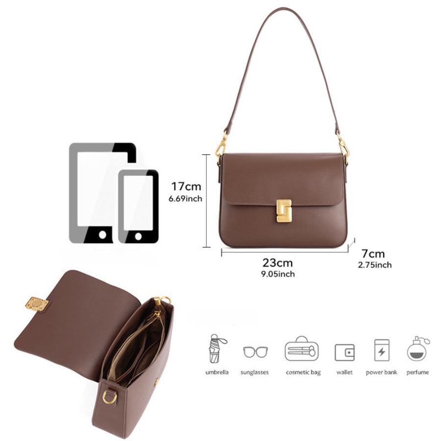 Women's Genuine Leather Small Square Bag 2026 New Fashion Minimalist Solid Color Crossbody Shoulder Purse