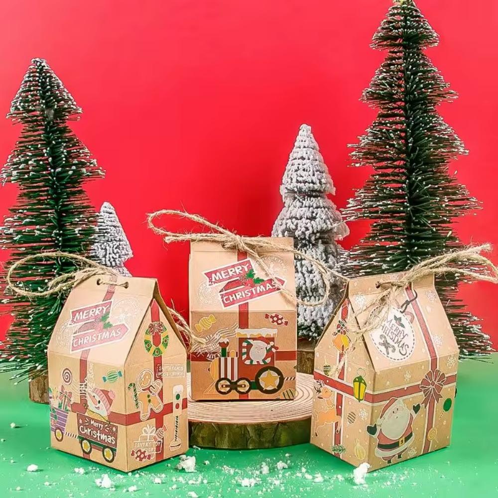 50pcs with Ropes Christmas Gift Boxes Thickened Present Packaging Box Bakey