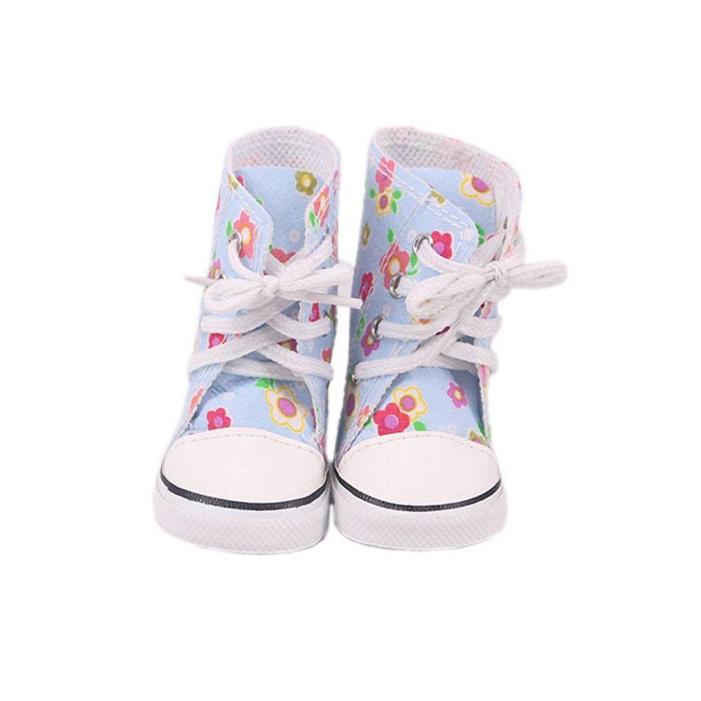 DIY Russia For 43cm Baby 7cm American Doll Shoes Flowers Sneakers Boots 18Inch Doll Canvas Shoes