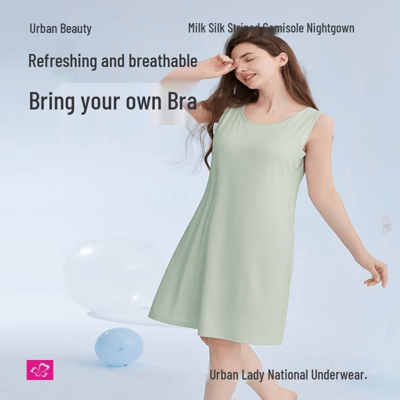 Women s Built-in Bra Nightgown Loungewear L