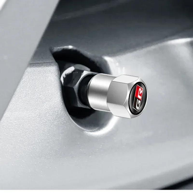 4Pcs Car Tire Valve Caps Metal Stem Air Cover Accessories For Toyota GR Sport Gazoo Rav4 Yaris Wheel 86 Corolla Hilux Racing CHR