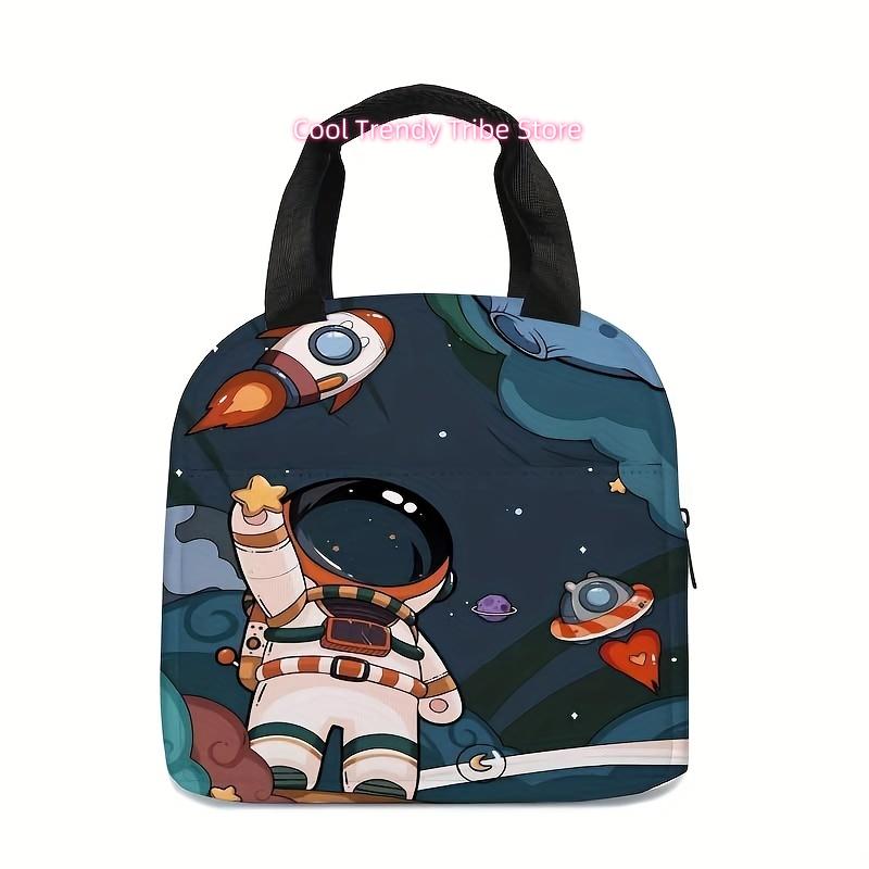 Cosmonaut 3D Printed Canvas Meal Bag for Unisex, Handbag Ice Bag Lunch Multi Functional Meal Insulation Meal (Non-Fo