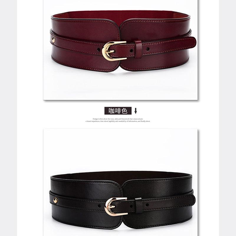 Belt Women'S Leather Simple Pin Buckle Pure Cowhide Red Fashion Belt Autumn And Winter Sweater Long Skirt Wide Waist Seal