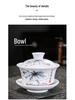 White Porcelain Kung Fu Tea Set with Blue and White Cups & Gaiwan - Ideal for Company Events and Promotional Gifts.
