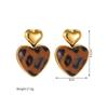Atoztide Nouvelle Boucle d'Oreille Cœur Imprimé Léopard Vintage pour Femmes Acier Inoxydable Boucles d'Oreilles Statement Pierre Brillante Cadeau de Bijoux de Noël