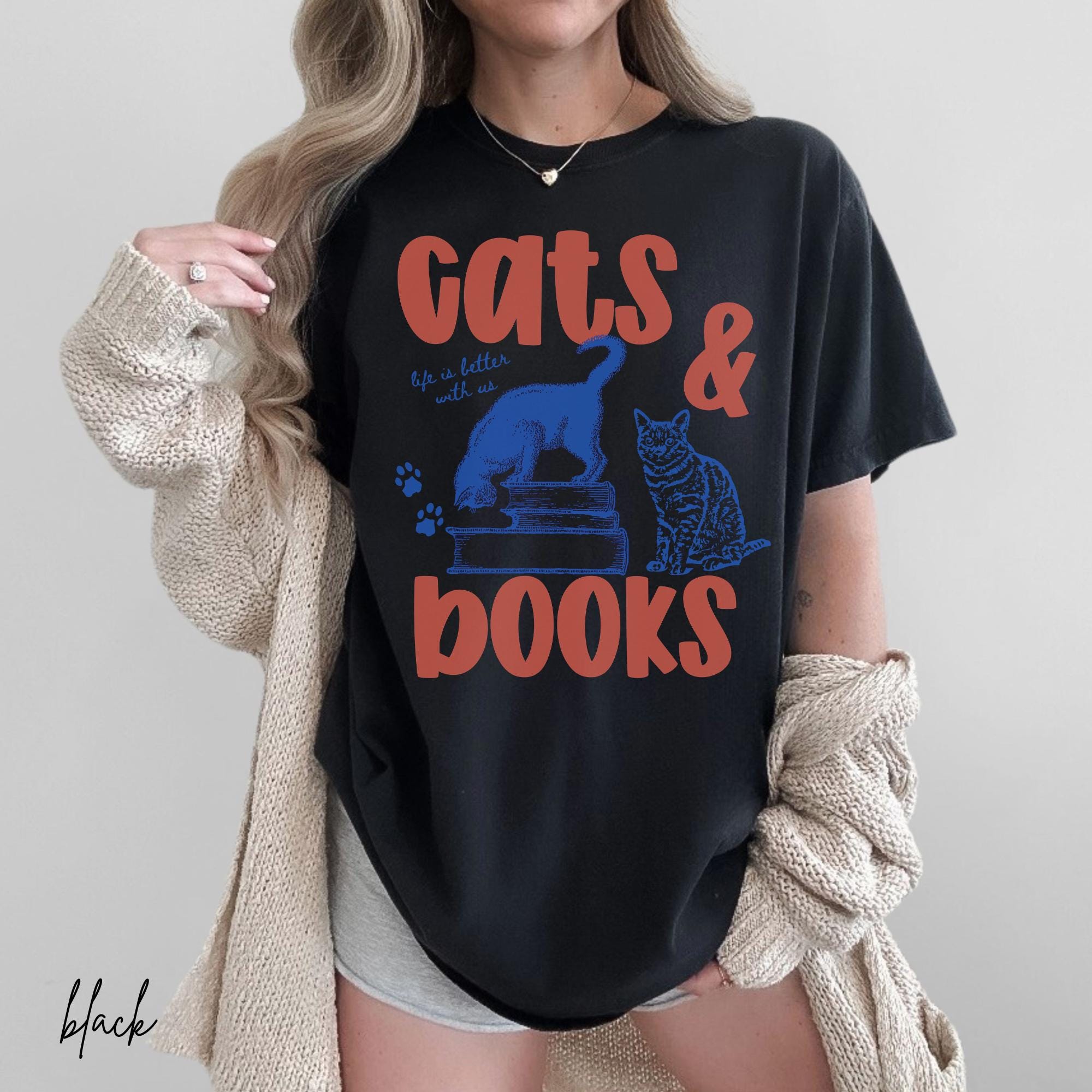

Plus Size Summer Womens Cats and Books TShirt Cotton Breathable Stylish Versatile Street Style Oversized 4XL