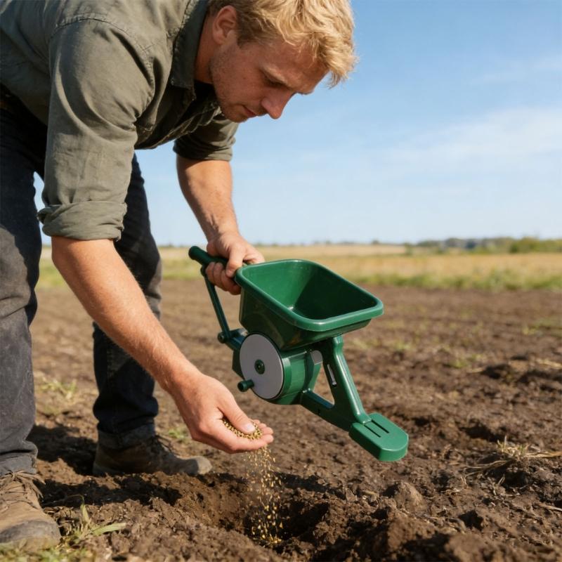 Hand Operated Lawn Spreaders Tool With Adjustable Flows Control For Uniform Distribution Of Compost Lime