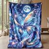 Moonlit Butterfly Magic Theme Blanket Lightweight Warm Flannel Blanket Decorative Throw Blanket for Home Decoration