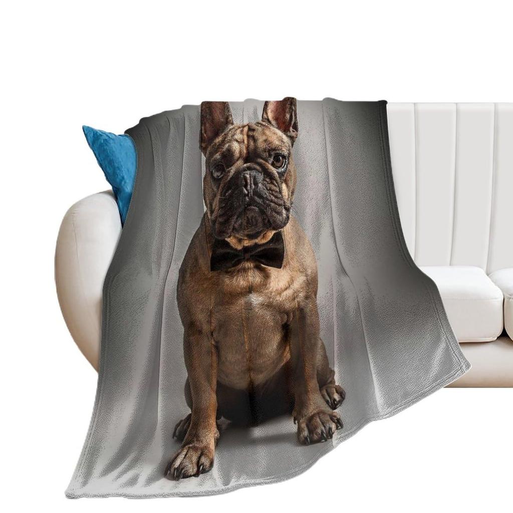 Cartoon bulldog Printed Blanket for Sofa Bed Travel Camping Living Room Office Conditioning Blanket for All Seasons Gifts