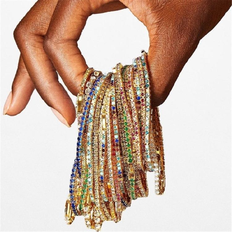 9Pcs Stackable Elastic Crystal Bead Bracelet Rhinestones Handchain Fashionable Stretch Wristchains Jewelry for Women